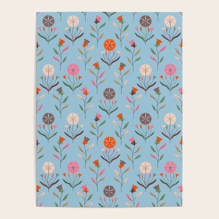 Folk Meadow - Vintage Floral Pattern Poster Gallery Image 4