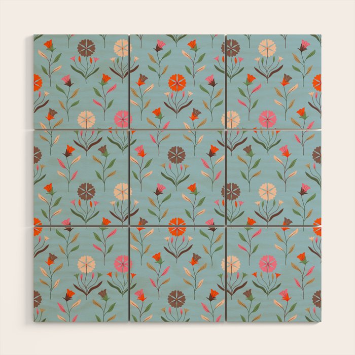 Folk Meadow - Vintage Floral Pattern Wood Wall Art Gallery Image 1