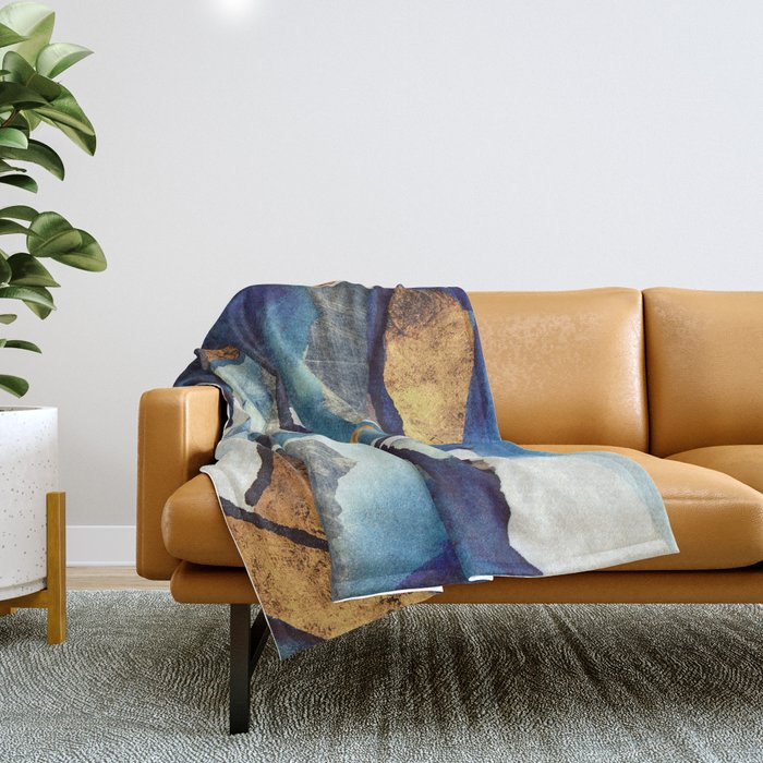 Cobalt Abstract Throw Blanket Gallery Image 1