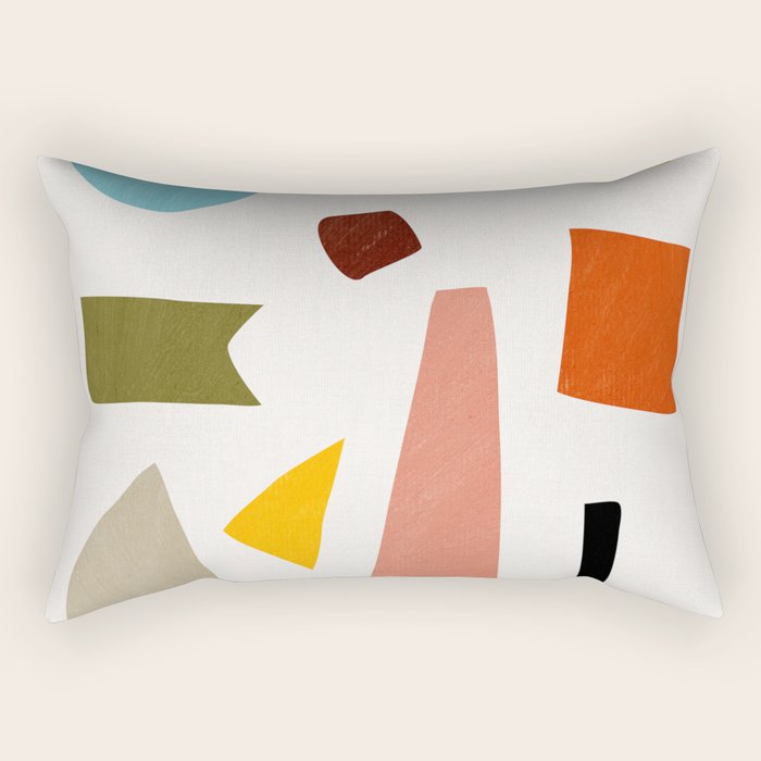 Colorful Rich Pastels Tones Cut-Outs Artwork 01 Rectangular Pillow Gallery Image 2