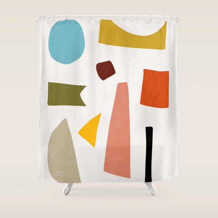 Colorful Rich Pastels Tones Cut-Outs Artwork 01 Shower Curtain Gallery Image 1
