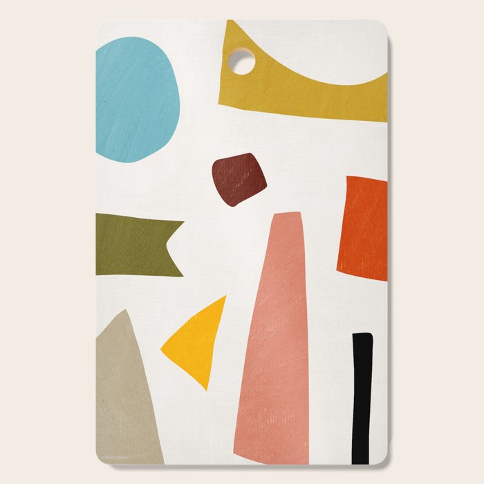Colorful Rich Pastels Tones Cut-Outs Artwork 01 Cutting Board Gallery Image 1