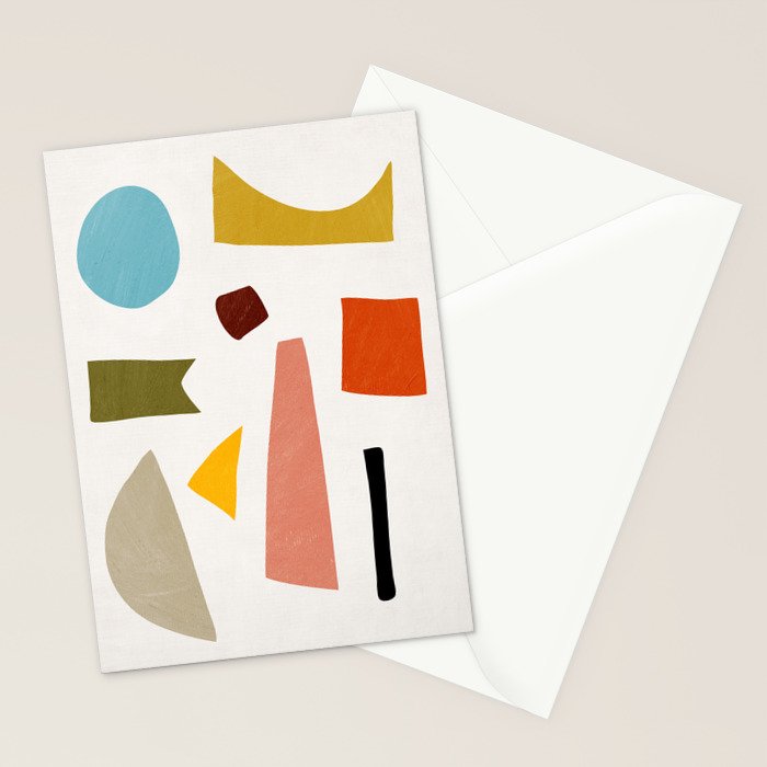 Colorful Rich Pastels Tones Cut-Outs Artwork 01 Stationery Card Gallery Image 2