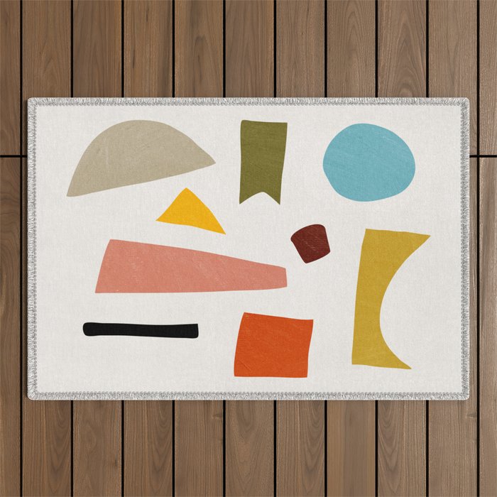 Colorful Rich Pastels Tones Cut-Outs Artwork 01 Outdoor Rug Gallery Image 1