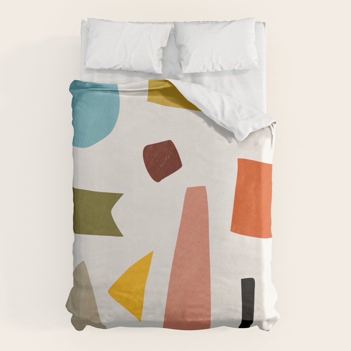 Colorful Rich Pastels Tones Cut-Outs Artwork 01 Duvet Cover Gallery Image 1