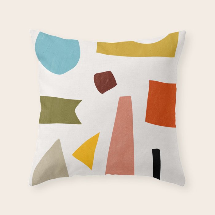 Colorful Rich Pastels Tones Cut-Outs Artwork 01 Throw Pillow Gallery Image 6