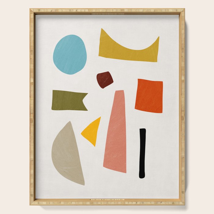Colorful Rich Pastels Tones Cut-Outs Artwork 01 Serving Tray Gallery Image 1