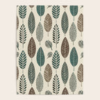 Rustic Autumn Vibe Textured Leaf Pattern Beige Green Poster Gallery Image 4