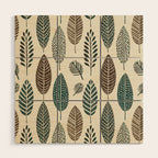 Rustic Autumn Vibe Textured Leaf Pattern Beige Green Wood Wall Art Gallery Image 1
