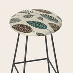 Rustic Autumn Vibe Textured Leaf Pattern Beige Green Stool Gallery Image 2