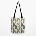 Rustic Autumn Vibe Textured Leaf Pattern Beige Green Tote Bag Gallery Image 2