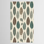Rustic Autumn Vibe Textured Leaf Pattern Beige Green Tablecloth Gallery Image 2
