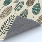 Rustic Autumn Vibe Textured Leaf Pattern Beige Green Rug Gallery Image 4