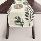 Rustic Autumn Vibe Textured Leaf Pattern Beige Green Table Runner Gallery Image 1