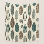 Rustic Autumn Vibe Textured Leaf Pattern Beige Green Wall Tapestry Gallery Image 4
