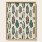 Rustic Autumn Vibe Textured Leaf Pattern Beige Green Serving Tray Gallery Image 1