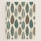 Rustic Autumn Vibe Textured Leaf Pattern Beige Green Jigsaw Puzzle Gallery Image 1