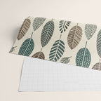 Rustic Autumn Vibe Textured Leaf Pattern Beige Green Wrapping Paper Gallery Image 2