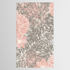 Festive, Floral Pattern Dahlias, Pink, Gray, White Tablecloth Gallery Image 2