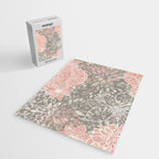 Festive, Floral Pattern Dahlias, Pink, Gray, White Jigsaw Puzzle Gallery Image 2
