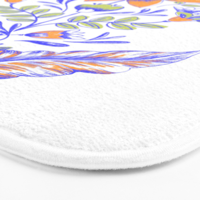 Folk Floral Blue Green Orange Bath Mat Gallery Image 3