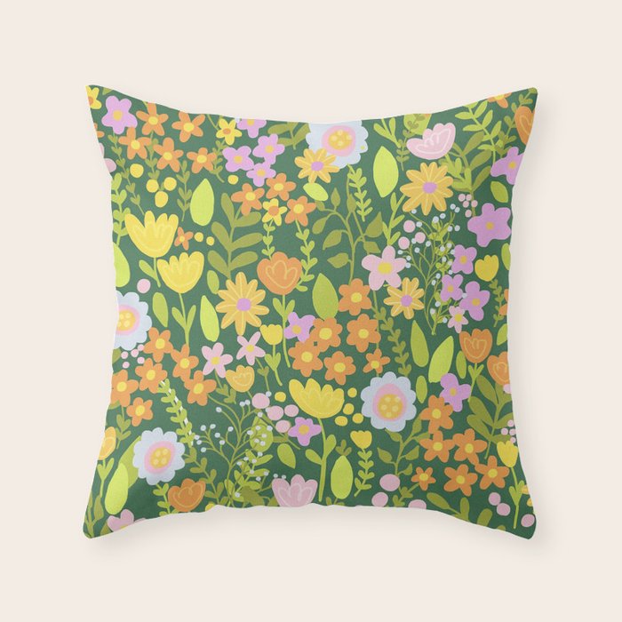 Amelia Green Throw Pillow Gallery Image 1
