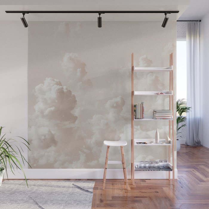 Light Academia Aesthetic white clouds Wall Mural Gallery Image 1