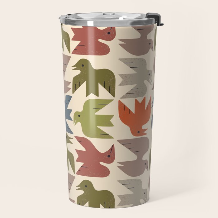Midcentury Bird Grid Travel Mug Gallery Image 2