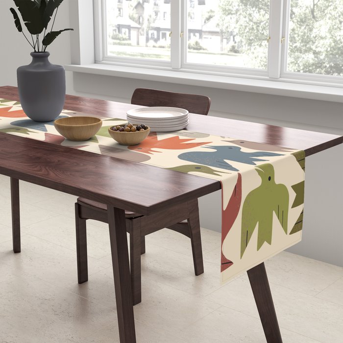 Midcentury Bird Grid Table Runner Gallery Image 2