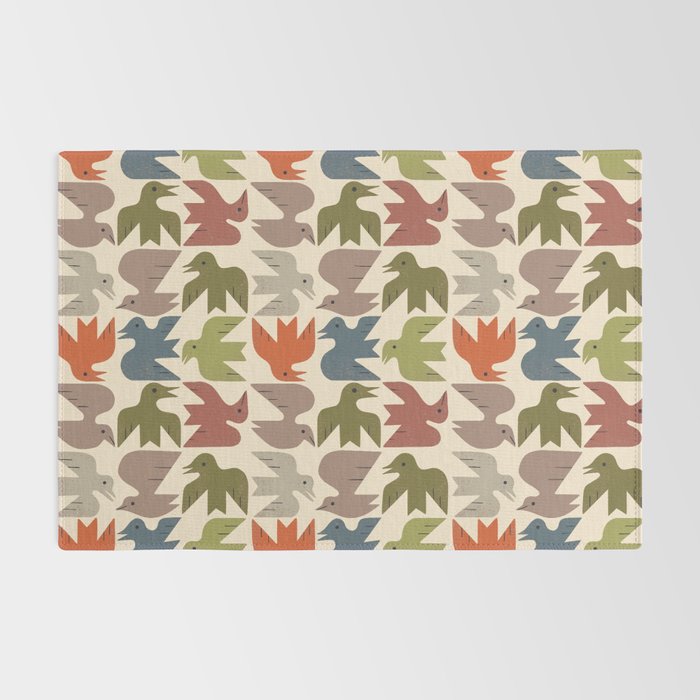 Midcentury Bird Grid Rug Gallery Image 2