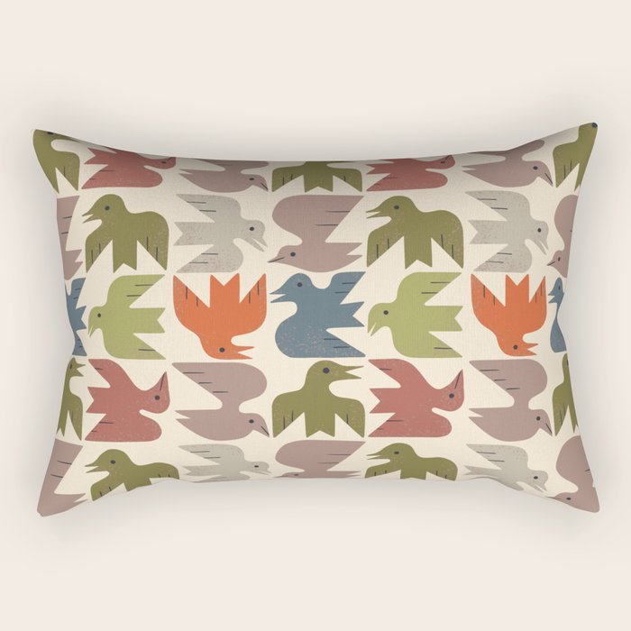 Midcentury Bird Grid Rectangular Pillow Gallery Image 2