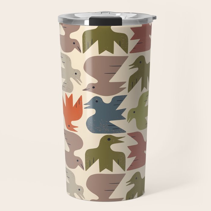 Midcentury Bird Grid Travel Mug Gallery Image 1