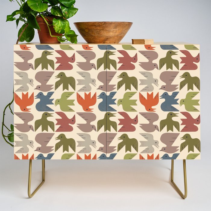 Midcentury Bird Grid Credenza Gallery Image 1