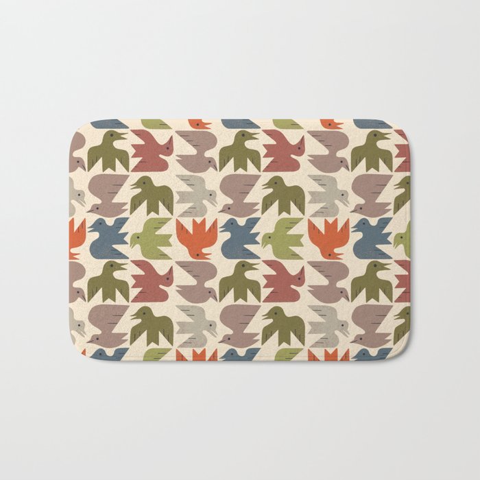 Midcentury Bird Grid Bath Mat Gallery Image 1