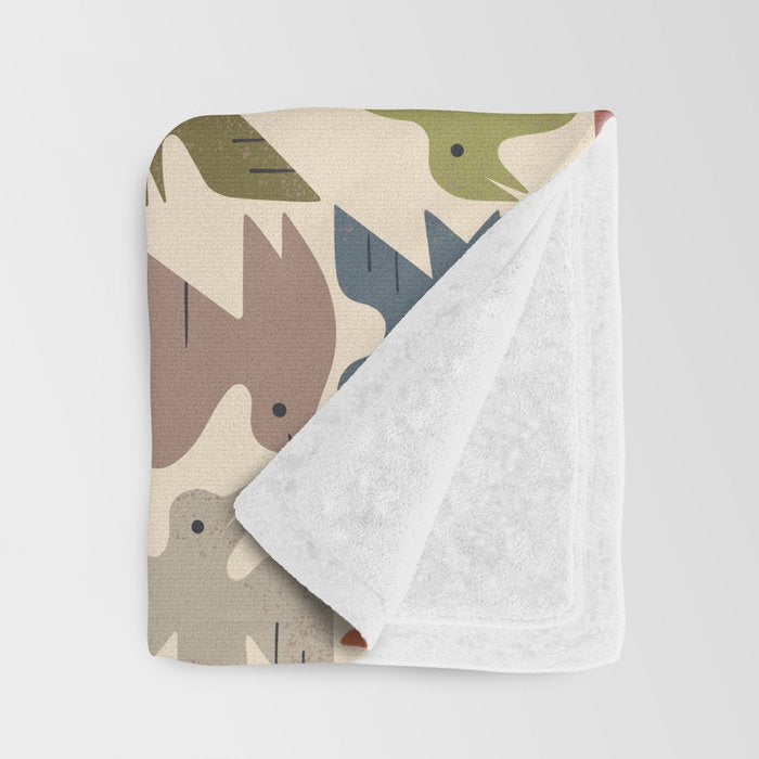 Midcentury Bird Grid Throw Blanket Gallery Image 3
