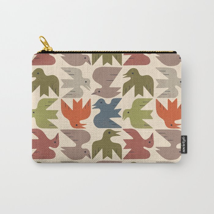 Midcentury Bird Grid Carry All Pouch Gallery Image 1