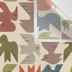 Midcentury Bird Grid Wall Tapestry Gallery Image 3