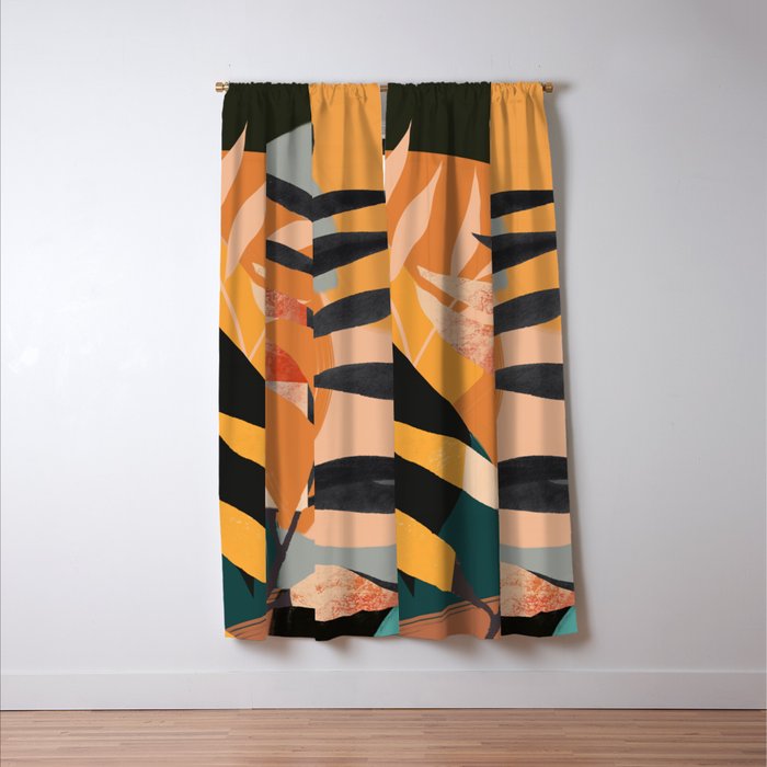 Abstract Art Tropical Leaves 108 Window Curtain Gallery Image 3