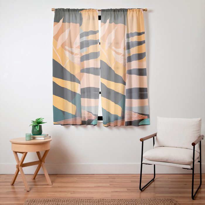 Abstract Art Tropical Leaves 108 Window Curtain Gallery Image 11