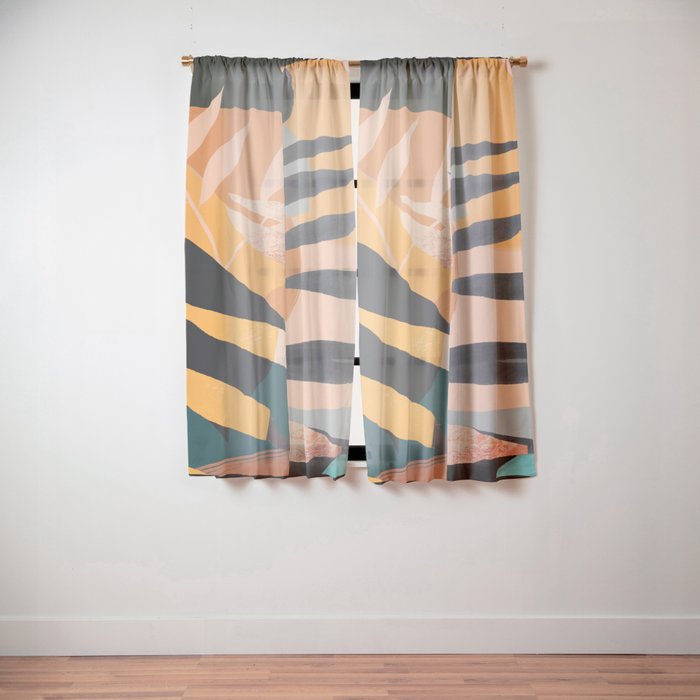 Abstract Art Tropical Leaves 108 Window Curtain Gallery Image 2