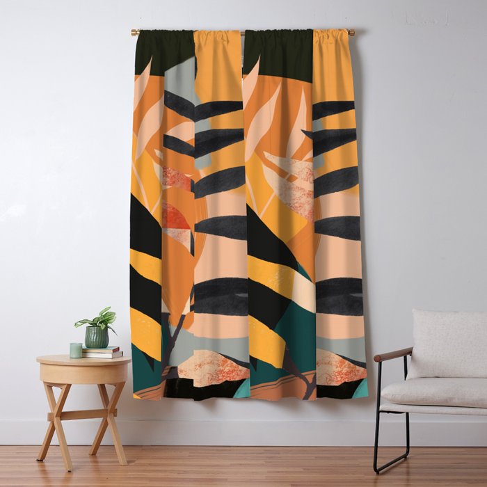 Abstract Art Tropical Leaves 108 Window Curtain Gallery Image 5