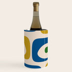 Mid Century Modern Abstract Retro Piquet Pattern in Vintage Blue Mustard Green Orange Beige Wine Chiller Gallery Image 1
