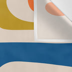 Mid Century Modern Abstract Retro Piquet Pattern in Vintage Blue Mustard Green Orange Beige Wall Tapestry Gallery Image 3