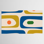 Mid Century Modern Abstract Retro Piquet Pattern in Vintage Blue Mustard Green Orange Beige Tablecloth Gallery Image 2