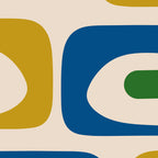 Mid Century Modern Abstract Retro Piquet Pattern in Vintage Blue Mustard Green Orange Beige Coffee Mug Gallery Image 2