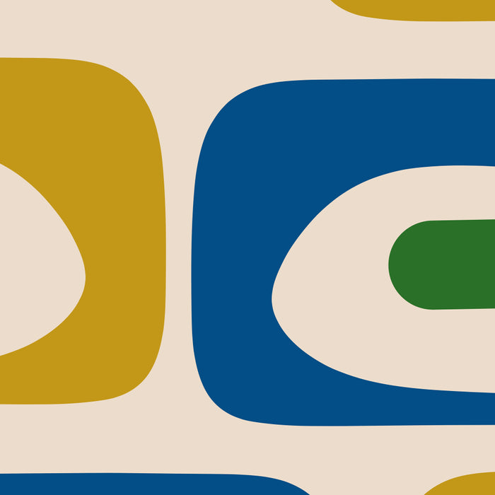 Mid Century Modern Abstract Retro Piquet Pattern in Vintage Blue Mustard Green Orange Beige Coffee Mug Gallery Image 2