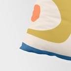 Mid Century Modern Abstract Retro Piquet Pattern in Vintage Blue Mustard Green Orange Beige Pillow Sham Gallery Image 4