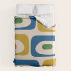 Mid Century Modern Abstract Retro Piquet Pattern in Vintage Blue Mustard Green Orange Beige Duvet Cover Gallery Image 6