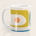 Mid Century Modern Abstract Retro Piquet Pattern in Vintage Blue Mustard Green Orange Beige Coffee Mug Gallery Image 3