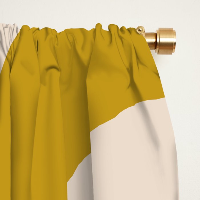Mid Century Modern Abstract Retro Piquet Pattern in Vintage Blue Mustard Green Orange Beige Window Curtain Gallery Image 2